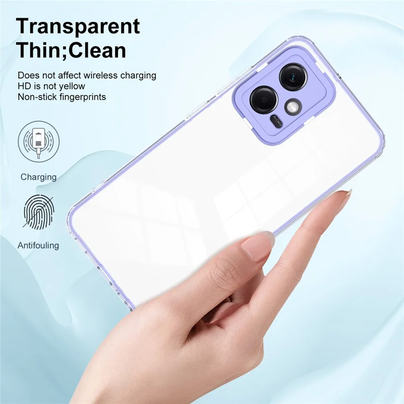 Pour Xiaomi Redmi Note 12 5G (Global) / Poco X5 5G Étui de téléphone en TPU PC 3-en-1 Coque transparente avec cadre d'appareil photo en PC - Violet