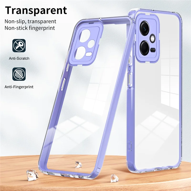 Pour Xiaomi Redmi Note 12 5G (Global) / Poco X5 5G Étui de téléphone en TPU PC 3-en-1 Coque transparente avec cadre d'appareil photo en PC - Violet
