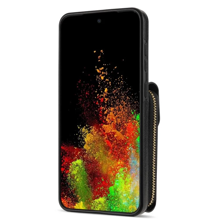 Crossbody Phone Case for Samsung Galaxy A52 4G / 5G / A52s 5G , PU Leather + TPU Zipper Card Holder Kickstand Cover - Black