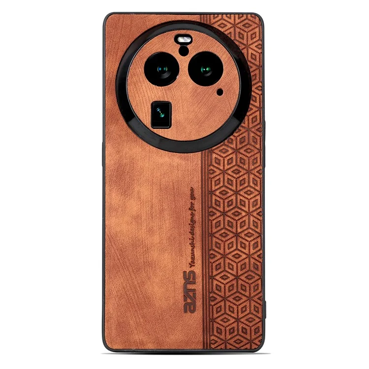 AZNS Para Oppo Find X6 Pro Capa de Telefone Impressa em Couro PU Revestida de TPU Proteção Traseira - Marrom