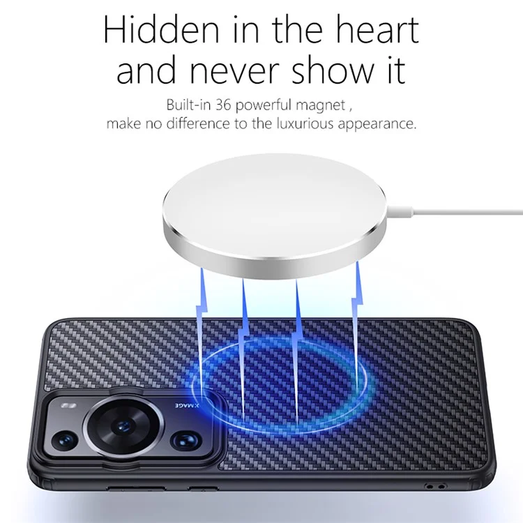 For Huawei P60 Pro / P60 Kevlar Fiber TPU Anti-drop Phone Case Magnetic Protective Cover