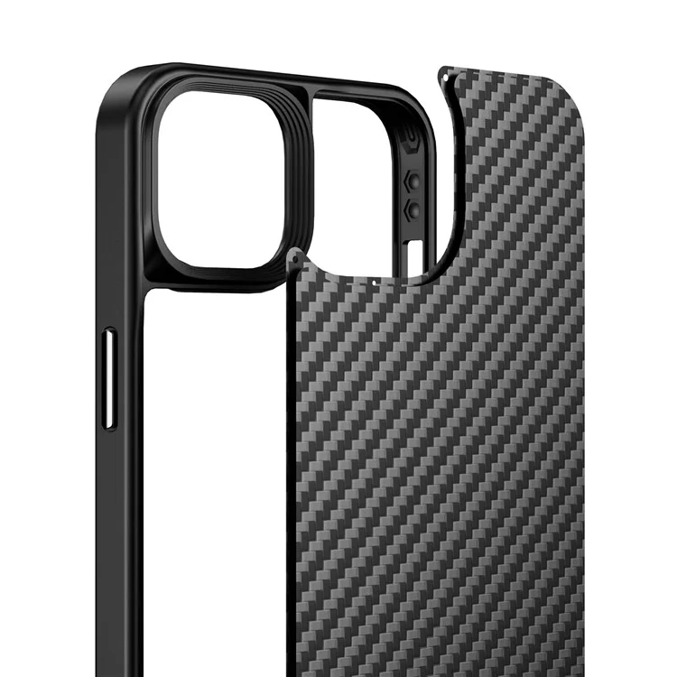 For iPhone 14 Plus Shockproof Phone Case Kevlar Fiber TPU Magnetic Anti-scratch Back Cover