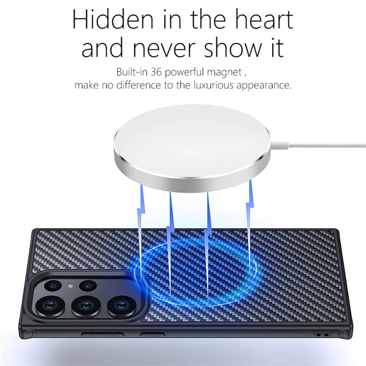 For Samsung Galaxy S23 Ultra Kevlar Fiber TPU Anti-drop Phone Case Magnetic Anti-fingerprint Back Cover