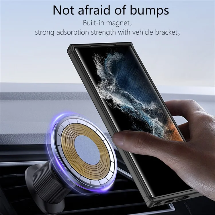 For Samsung Galaxy S23 Ultra Kevlar Fiber TPU Anti-drop Phone Case Magnetic Anti-fingerprint Back Cover