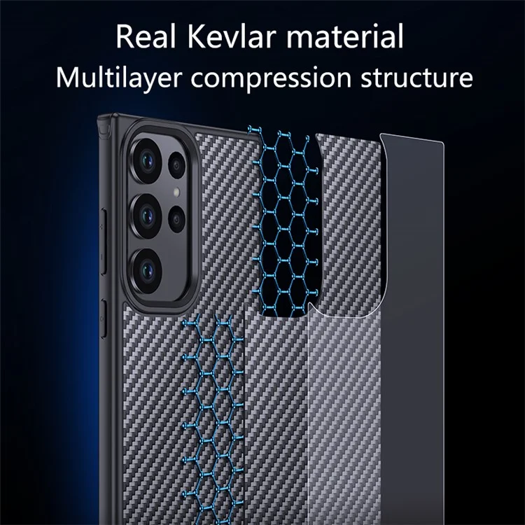 For Samsung Galaxy S23 Ultra Kevlar Fiber TPU Anti-drop Phone Case Magnetic Anti-fingerprint Back Cover