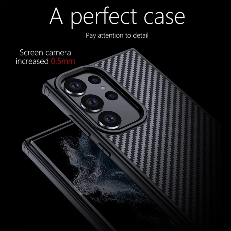 For Samsung Galaxy S23 Ultra Kevlar Fiber TPU Anti-drop Phone Case Magnetic Anti-fingerprint Back Cover