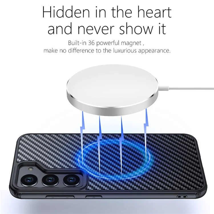 For Samsung Galaxy S23+ Magnetic Anti-scratch Back Cover Kevlar Fiber TPU Anti-drop Phone Case