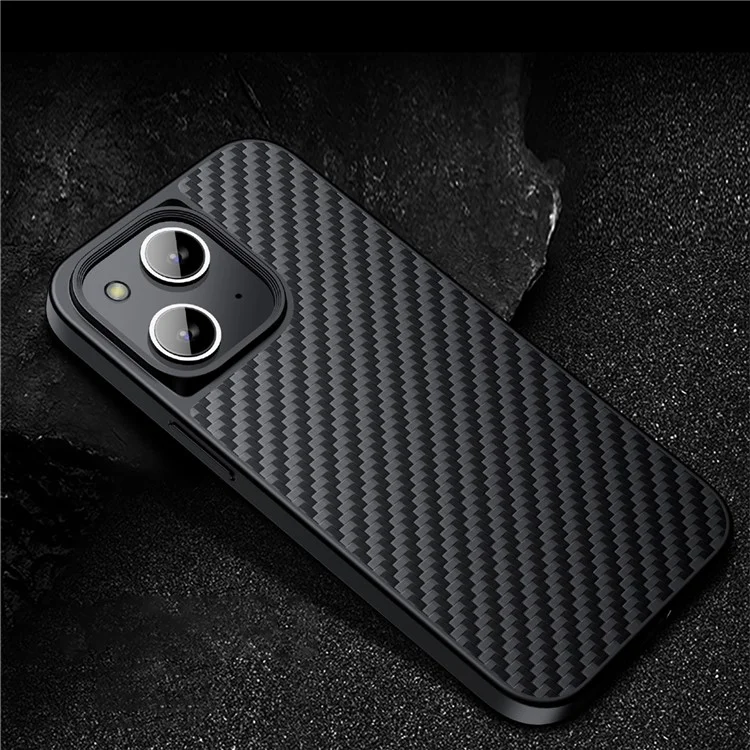 For iPhone 13 6.1 inch Kevlar Fiber TPU Drop-resistant Phone Cover Magnetic Protective Back Case