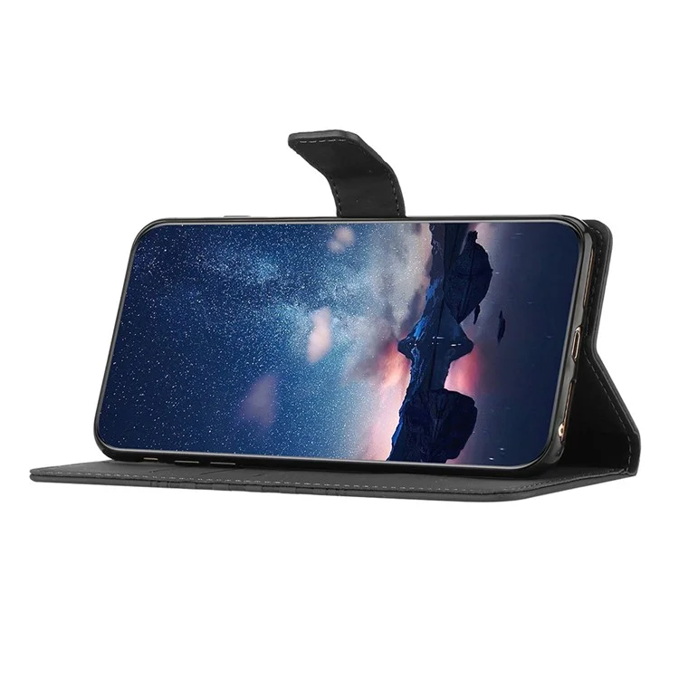 Custodia in pelle Rhombus Imprinted per Google Pixel 7a, Custodia Wallet Anti-caduta Phone Stand - Nero