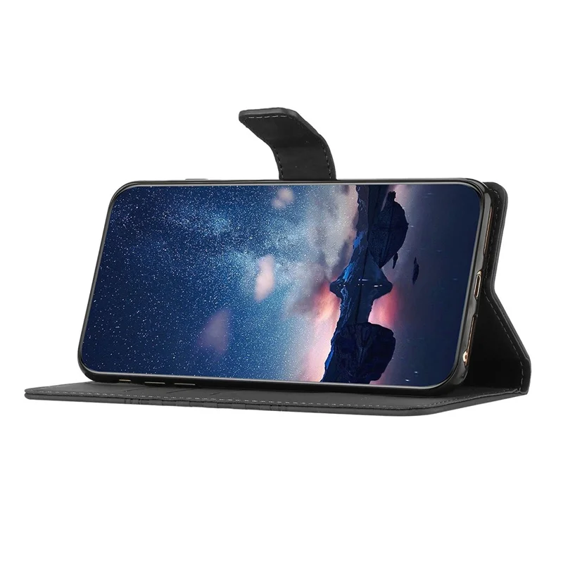 Stand Phone Case for Xiaomi 13 Pro 5G , PU Leather Wallet Imprinted Rhombus Phone Cover - Black