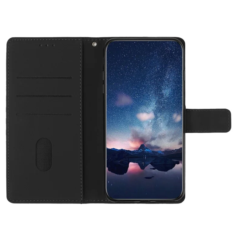 Stand Phone Case for Xiaomi 13 Pro 5G , PU Leather Wallet Imprinted Rhombus Phone Cover - Black