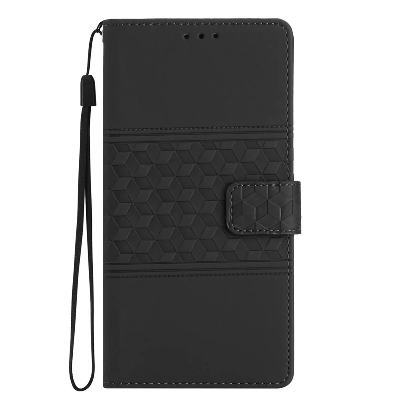 Stand Phone Case for Xiaomi 13 Pro 5G , PU Leather Wallet Imprinted Rhombus Phone Cover - Black