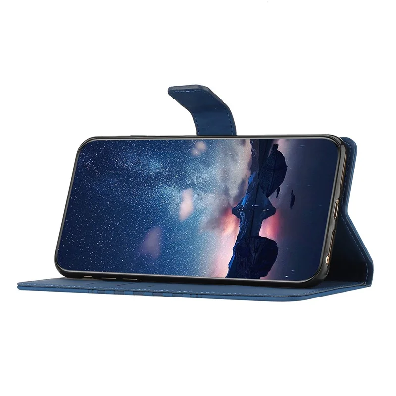 Stand Phone Case for Xiaomi 13 Pro 5G , PU Leather Wallet Imprinted Rhombus Phone Cover - Blue