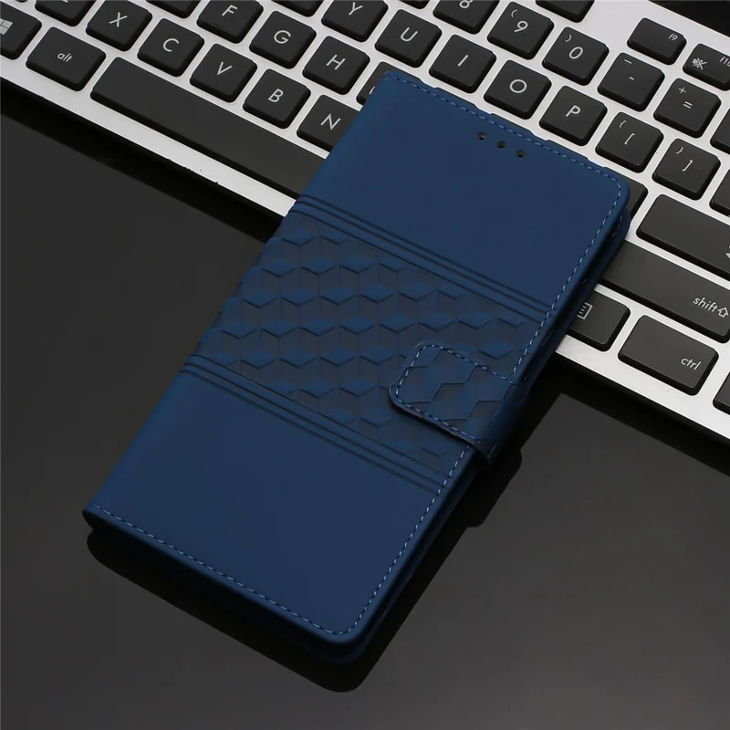 Stand Phone Case for Xiaomi 13 Pro 5G , PU Leather Wallet Imprinted Rhombus Phone Cover - Blue