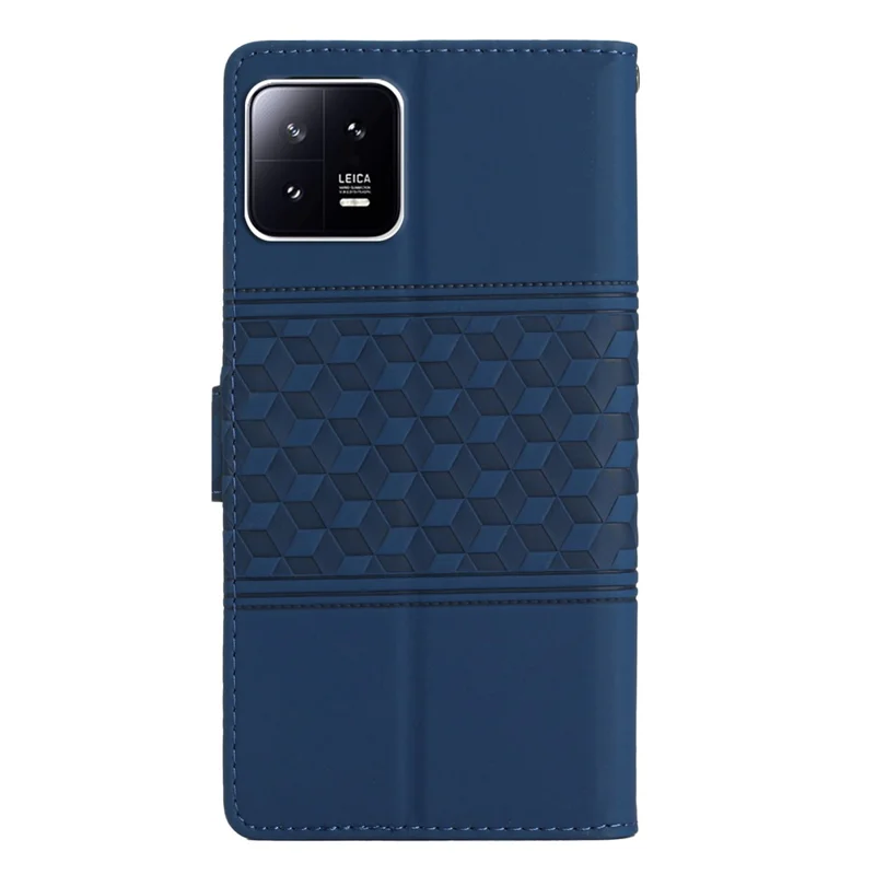 Stand Phone Case for Xiaomi 13 Pro 5G , PU Leather Wallet Imprinted Rhombus Phone Cover - Blue