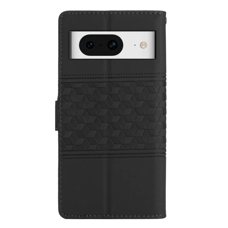 Imprinted Rhombus Phone Case for Google Pixel 8 , Stand Wallet Leather+TPU Cover - Black