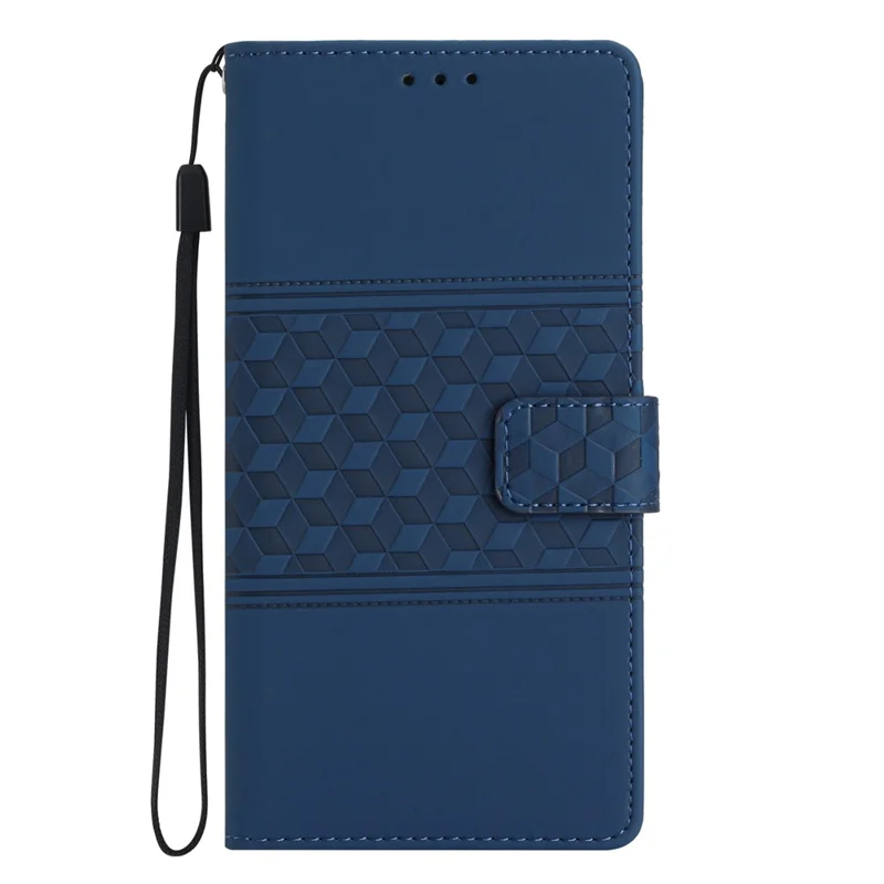Phone Leather Case for Google Pixel 8 Pro , Stand Wallet Imprinted Rhombus Phone Cover - Blue
