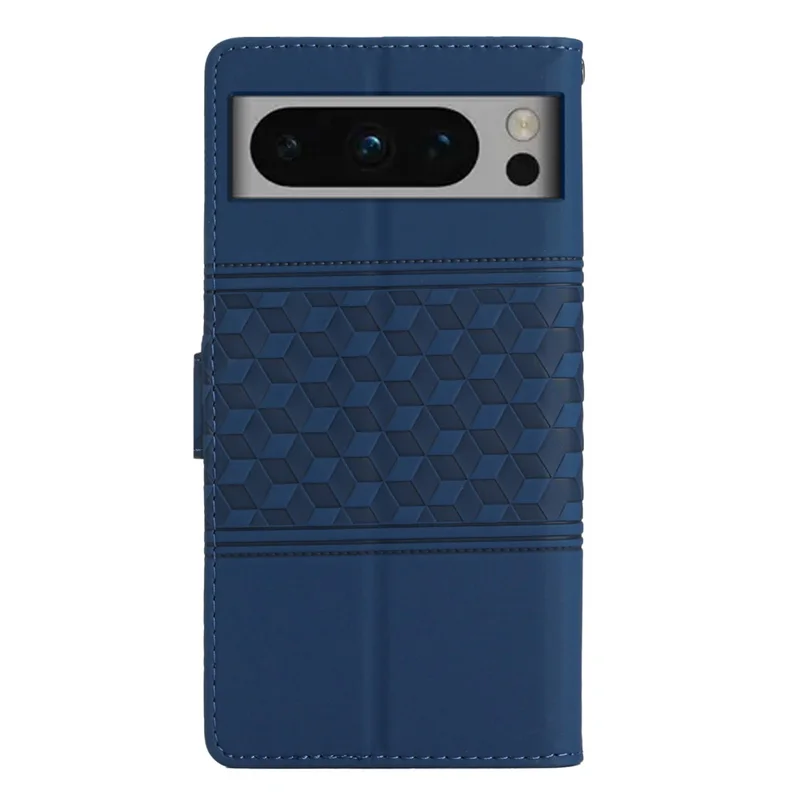 Phone Leather Case for Google Pixel 8 Pro , Stand Wallet Imprinted Rhombus Phone Cover - Blue