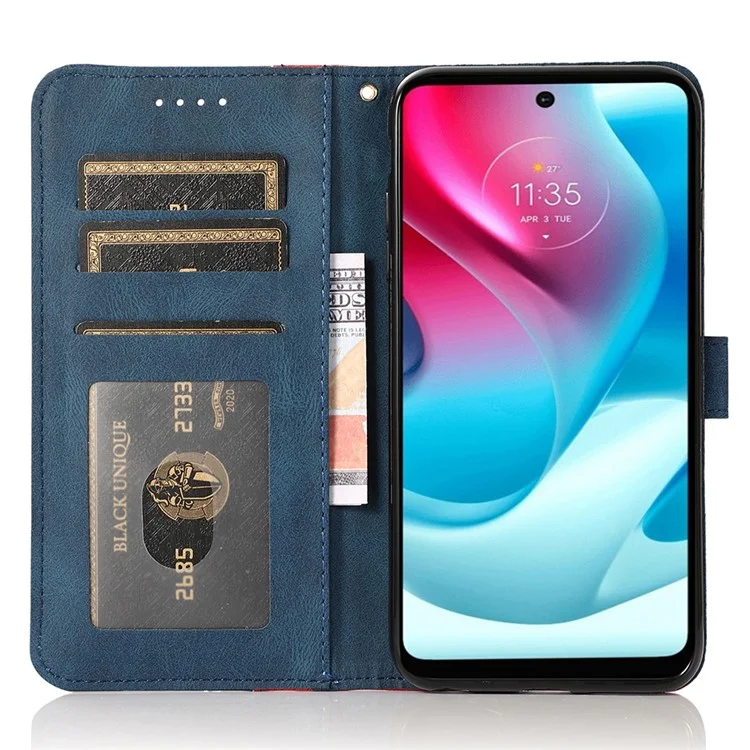 Para Motorola Moto G13 4G Caja protectora antifugas Estuche de cartera de cuero sintético con solapa para teléfono - Rojo / Azul