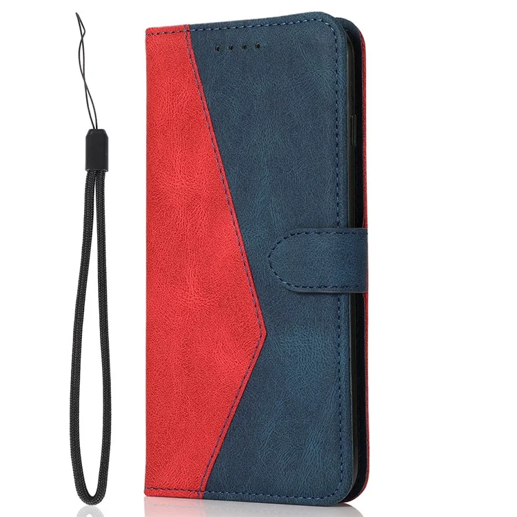 Para Motorola Moto G13 4G Caja protectora antifugas Estuche de cartera de cuero sintético con solapa para teléfono - Rojo / Azul