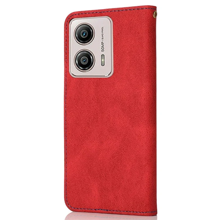 Para Motorola Moto G13 4G Caja protectora antifugas Estuche de cartera de cuero sintético con solapa para teléfono - Rojo / Azul
