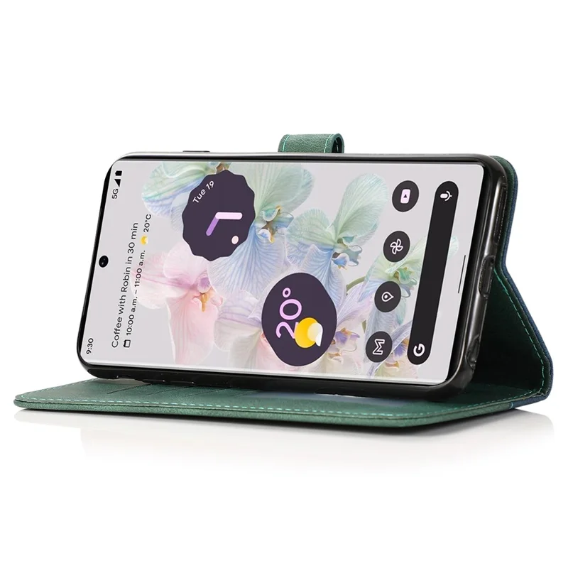 For Google Pixel 8 Pro Splicing PU Leather Wallet Case Flip Stand Phone Cover - Blue+Green