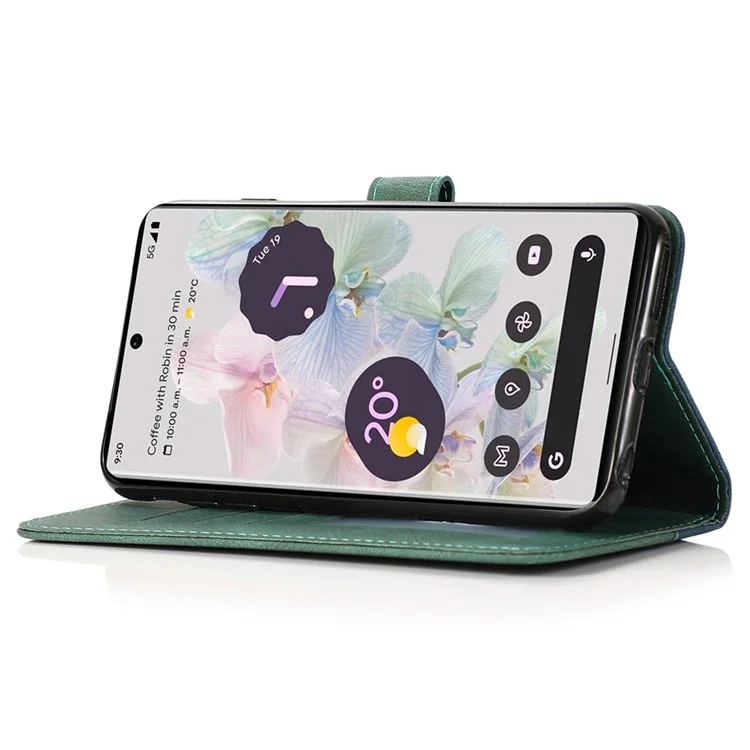 Per Google Pixel 7a Custodia portafoglio per telefono con ritaglio Folio Flip in pelle PU con supporto - Blu + Verde