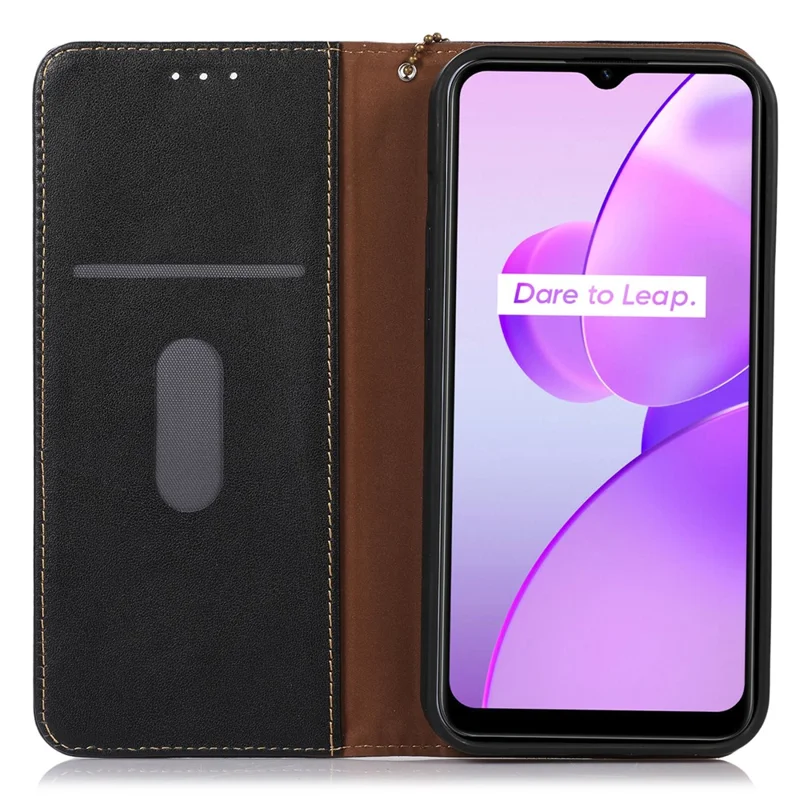 KHAZNEH Phone Cover for Xiaomi Redmi Note 12 Turbo / Poco F5 5G RFID Blocking Genuine Cowhide Leather Stand Wallet Case - Black