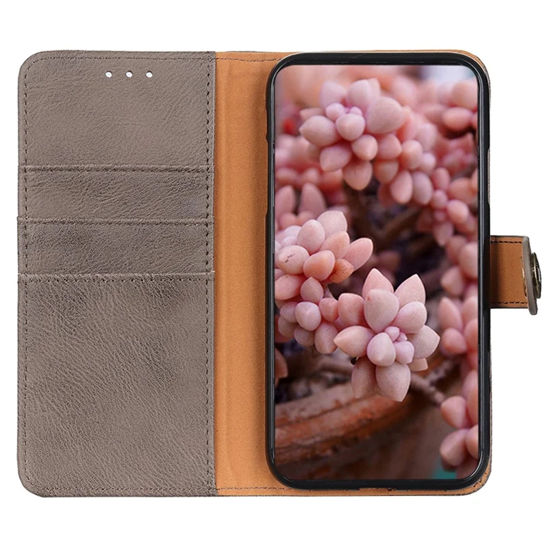 KHAZNEH for Nokia C22 PU Leather Cell Phone Wallet Stand Case Cowhide Texture Cover - Khaki