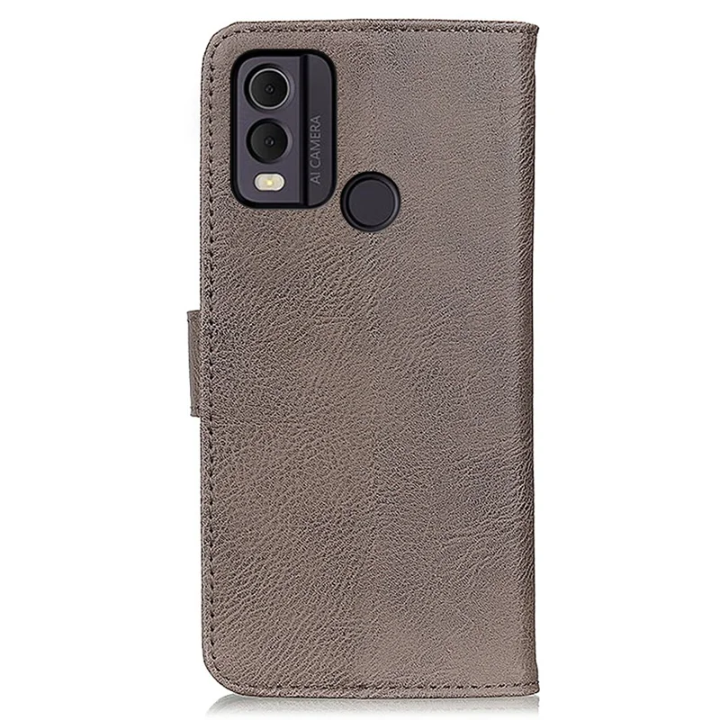 KHAZNEH for Nokia C22 PU Leather Cell Phone Wallet Stand Case Cowhide Texture Cover - Khaki