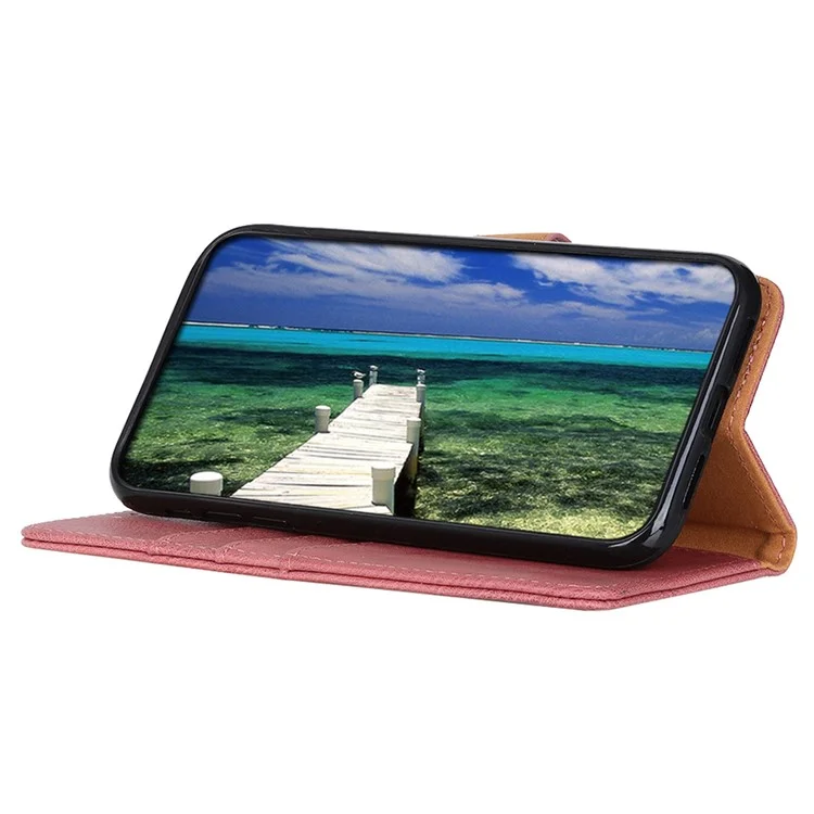 KHAZNEH para Nokia C22 Funda de Cartera de Piel de Vaca de Textura Cubierta de Teléfono Celular con Soporte - Pink