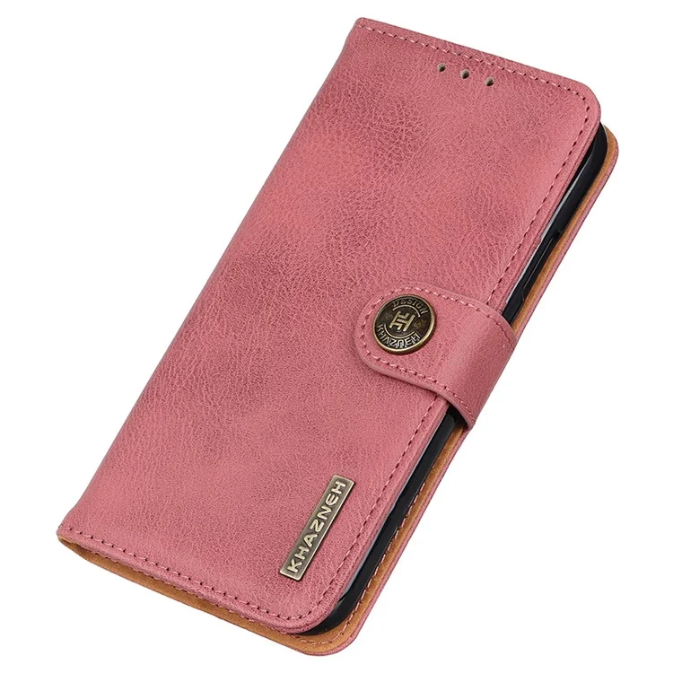 KHAZNEH para Nokia C22 Funda de Cartera de Piel de Vaca de Textura Cubierta de Teléfono Celular con Soporte - Pink