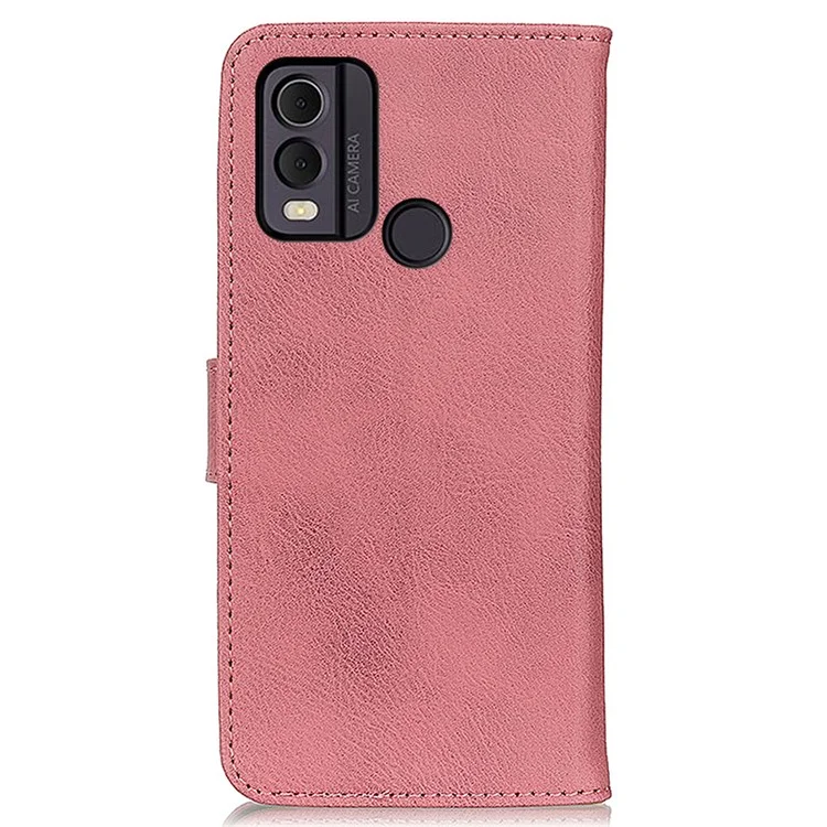 KHAZNEH para Nokia C22 Funda de Cartera de Piel de Vaca de Textura Cubierta de Teléfono Celular con Soporte - Pink