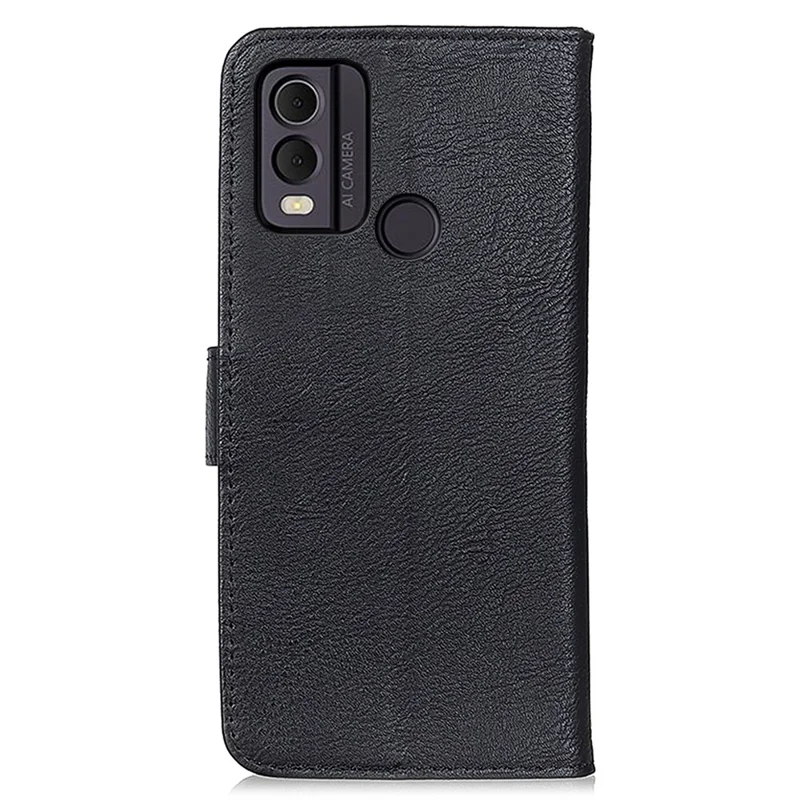 KHAZNEH for Nokia C22 PU Leather Cell Phone Wallet Stand Case Cowhide Texture Cover - Black
