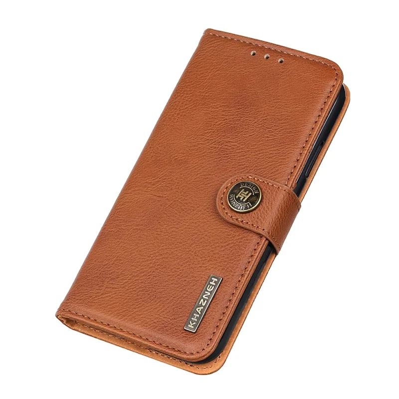KHAZNEH for Nokia C22 PU Leather Cell Phone Wallet Stand Case Cowhide Texture Cover - Brown