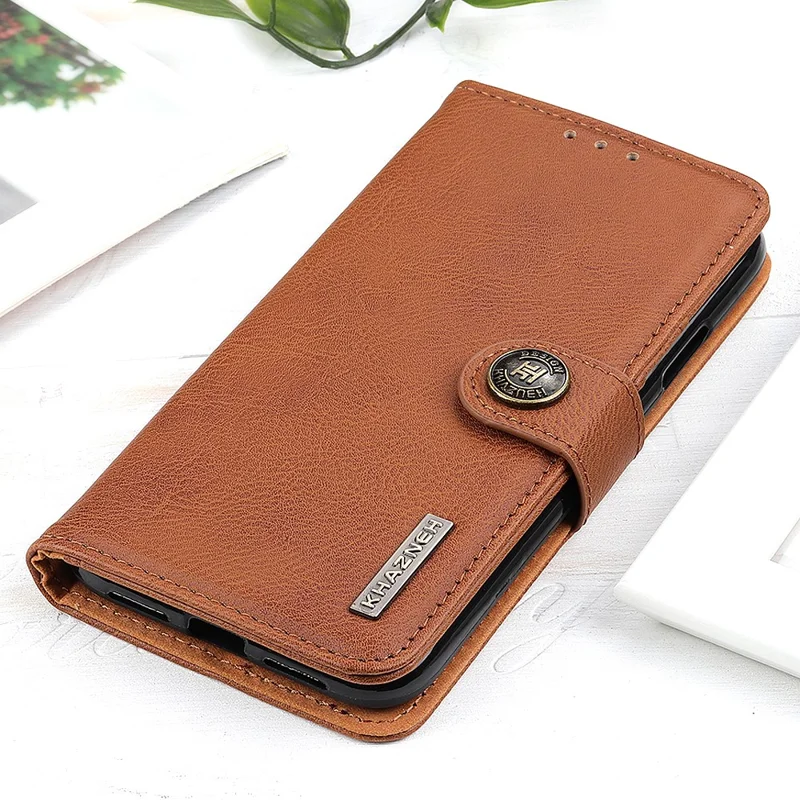 KHAZNEH for Nokia C22 PU Leather Cell Phone Wallet Stand Case Cowhide Texture Cover - Brown