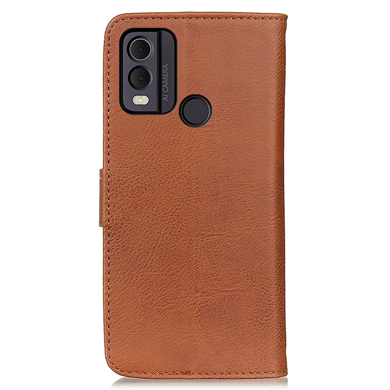 KHAZNEH for Nokia C22 PU Leather Cell Phone Wallet Stand Case Cowhide Texture Cover - Brown