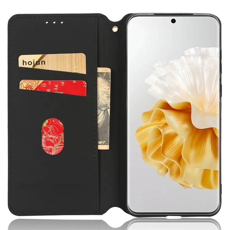 Para Huawei P60 / P60 Pro Rhombus Imprint PU Leather Phone Case Flip Stand Wallet Cover - Azul