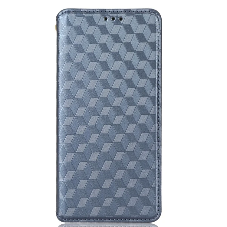 Para Huawei P60 / P60 Pro Rhombus Imprint PU Leather Phone Case Flip Stand Wallet Cover - Azul