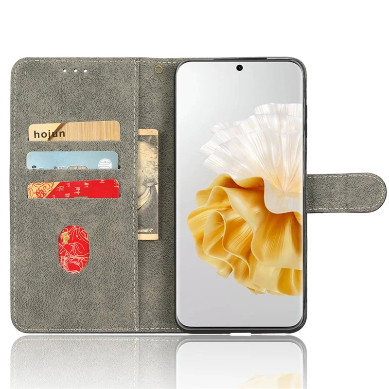Für Huawei P60 / P60 Pro Anti-Kollisions-Standfuß-Cover RFID-blockierendes Geldbörsen-Ledertasche mit Riemen - Schwarz