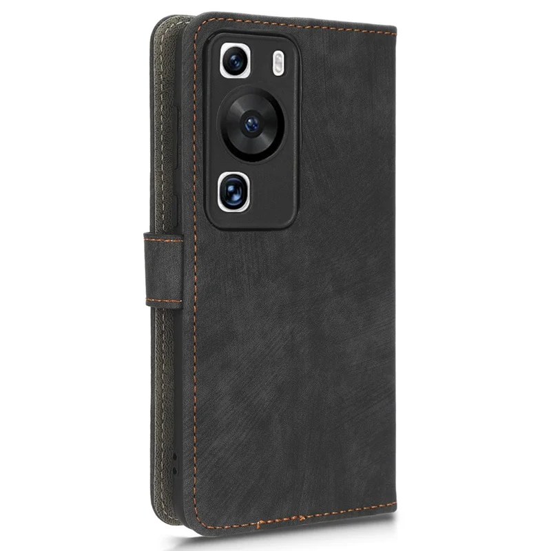 Für Huawei P60 / P60 Pro Anti-Kollisions-Standfuß-Cover RFID-blockierendes Geldbörsen-Ledertasche mit Riemen - Schwarz
