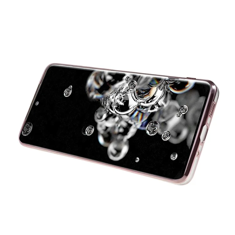 Capa TPU KADEM para Samsung Galaxy S20 Ultra Gradiente Brilho Decoração de Strass Flor Padrão Capa de Telefone - Rose Gold