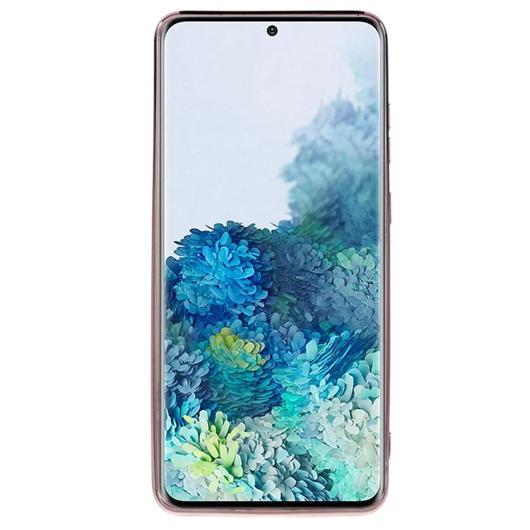 KADEM para Samsung Galaxy S20 Plus 5G / 4G Funda con Patrón de Flores de TPU, Decoración con Rhinestones y Soporte de Anillo Giratorio - Oro Rosa