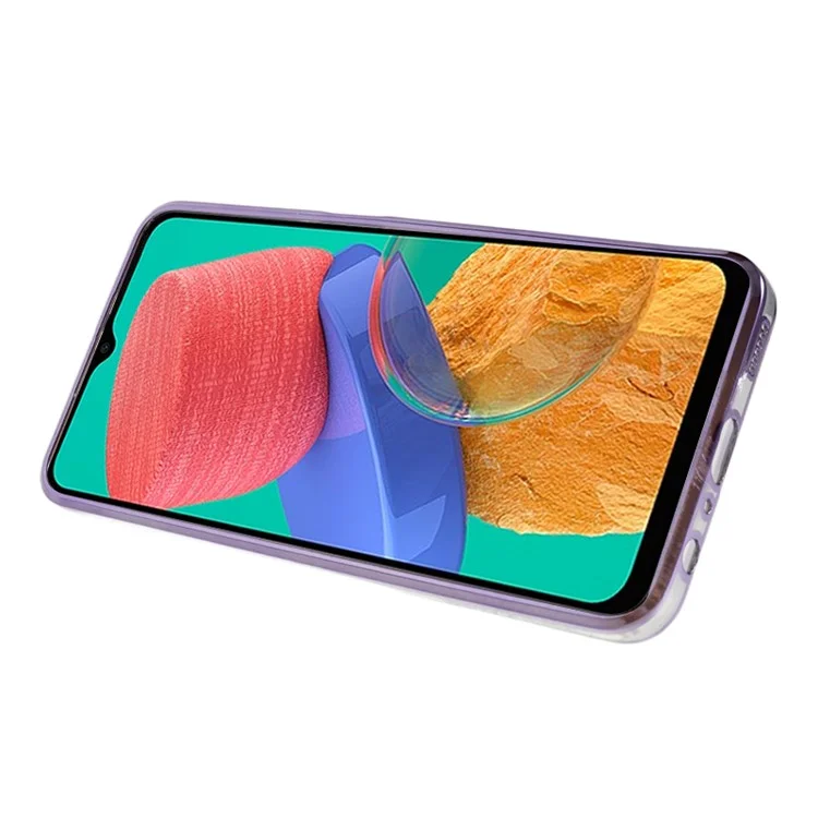 KADEM Per Samsung Galaxy M33 5G (Versione Globale) Custodia TPU con Supporto Gradiente Glitter Strass Fiore Modello Custodia Telefonica - Viola