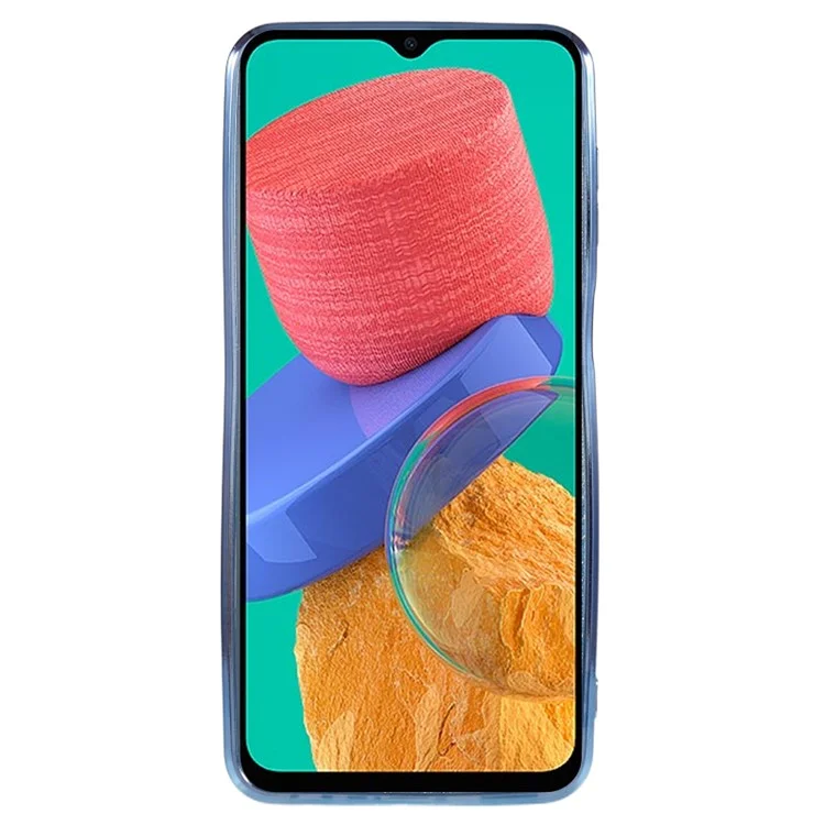 KADEM Para Samsung Galaxy M33 5G (Versión Global) Funda TPU con Brillo Gradiente Patrón de Flores Decoración con Cristales de Bling - Azul