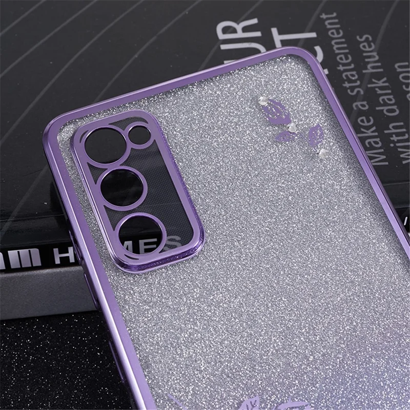 KADEM For Samsung Galaxy S20 FE / FE 5G / FE 2022 / S20 Lite Rhinestone Kickstand Phone Case Flower Pattern Gradient Glitter TPU Cover - Purple