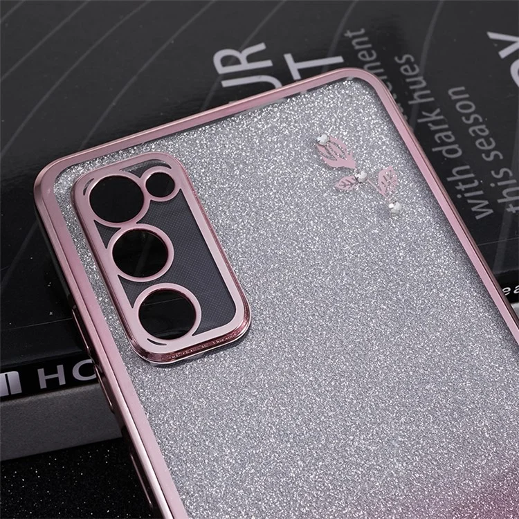 KADEM Per Samsung Galaxy S20 FE / FE 5G / FE 2022 / S20 Lite Custodia TPU glitterata e gioiellata con motivo floreale - Rose Gold