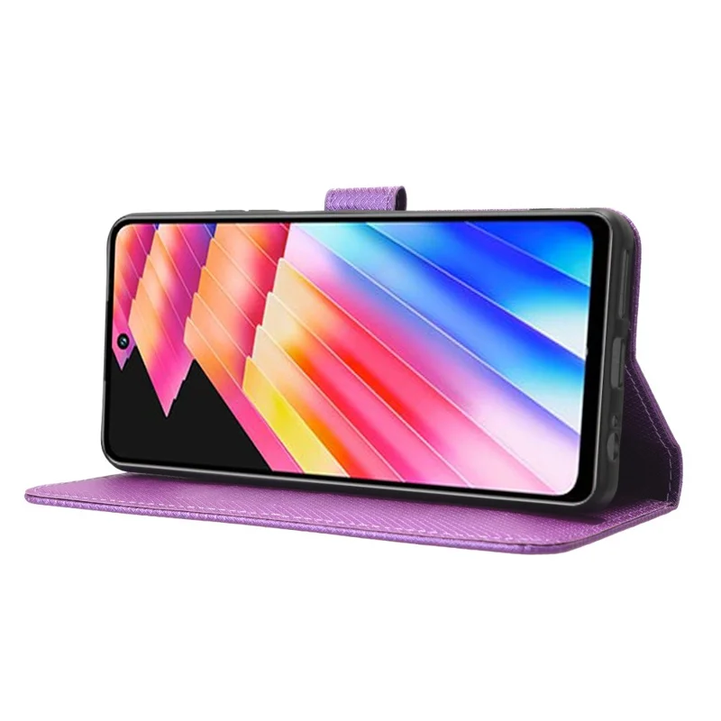 Для Infinix Hot 30i / Hot 30i NFC X669 Кожаный чехол для телефона с алмазной текстурой Flip Stand Wallet Cover - Фиолетовый