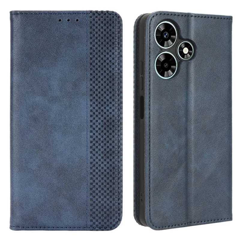 Для Infinix Hot 30i / Hot 30i NFC X669 PU Leather Vintage Phone Case Folio Book Stand Wallet Cover - Blue