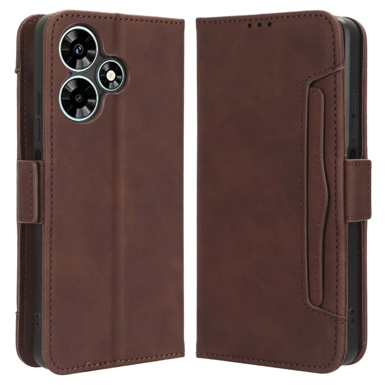 Per Infinix Hot 30 X6831 Custodia Flip Portafoglio in Pelle PU con Supporto e Slot per Schede Multipli - Marrone